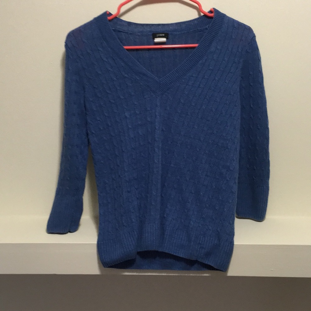 J crew linen sweater 3/4 sleeve v neck
